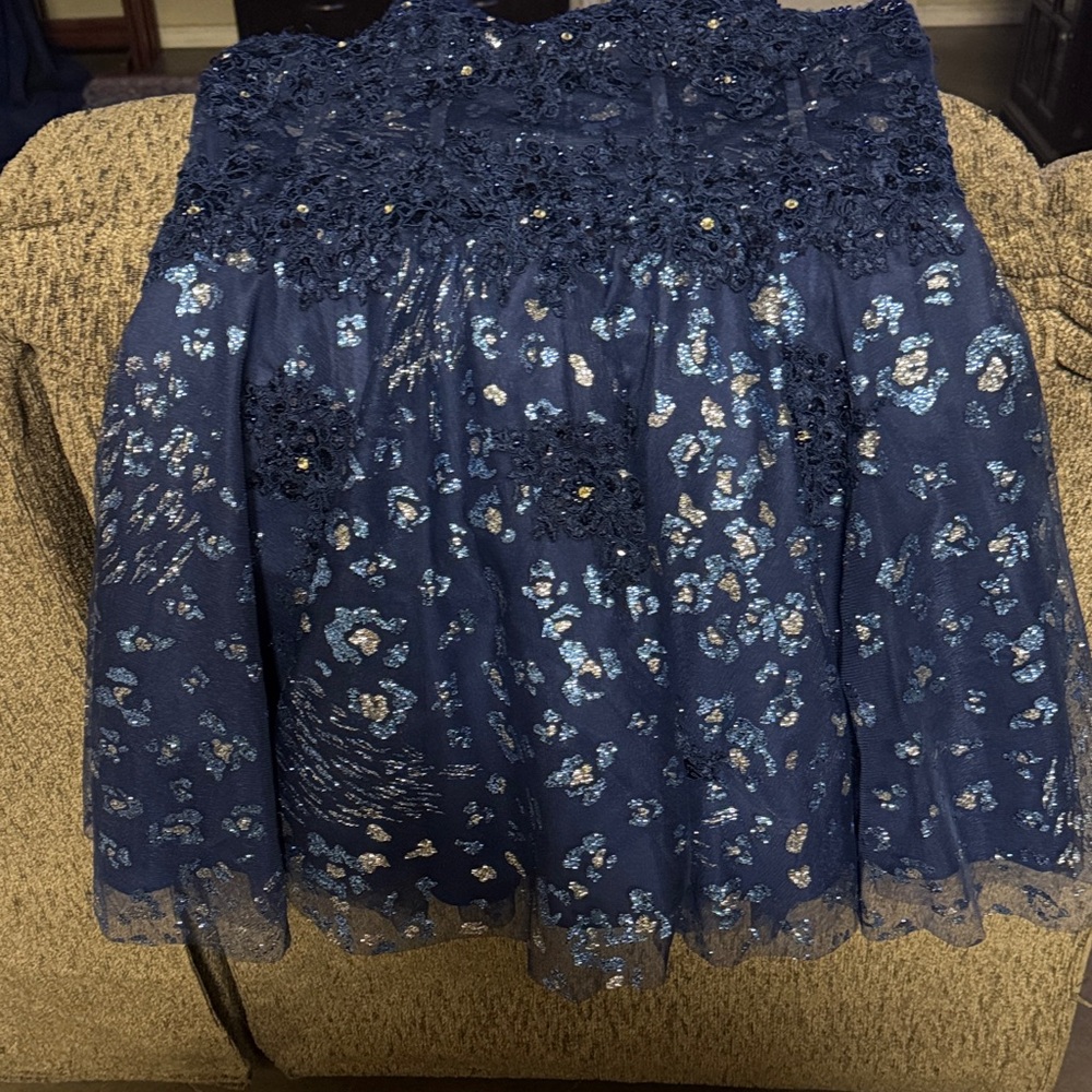JVN by Jovani Midnight Blue Embellished Mini Dress - Picture 2 of 5